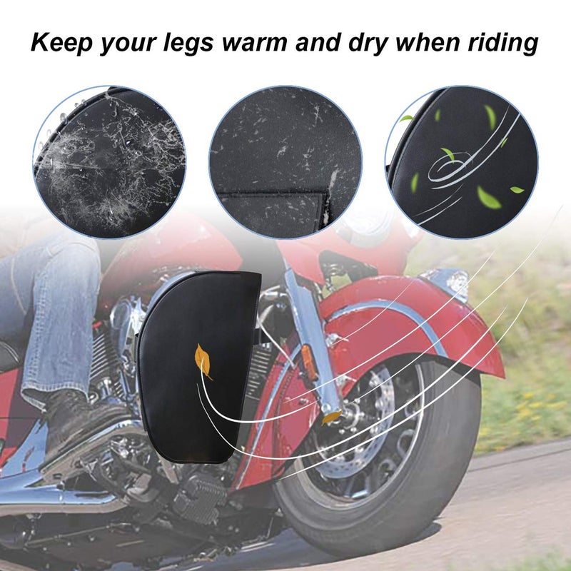 AUFER Highway Crash Bar Cover Soft Lowers Chaps Guards Cover Leg Warmer Bag Rain Guards Lower Wind Deflectors Compatible with for Indian Road Master Springfield Chief Chieftain 2014-Up - Image 3